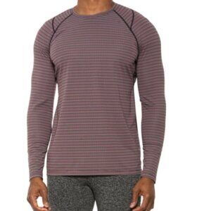 Saxx Quest Quick Dry Mesh Long Sleeve Crew Wilderness Stripe Fudge